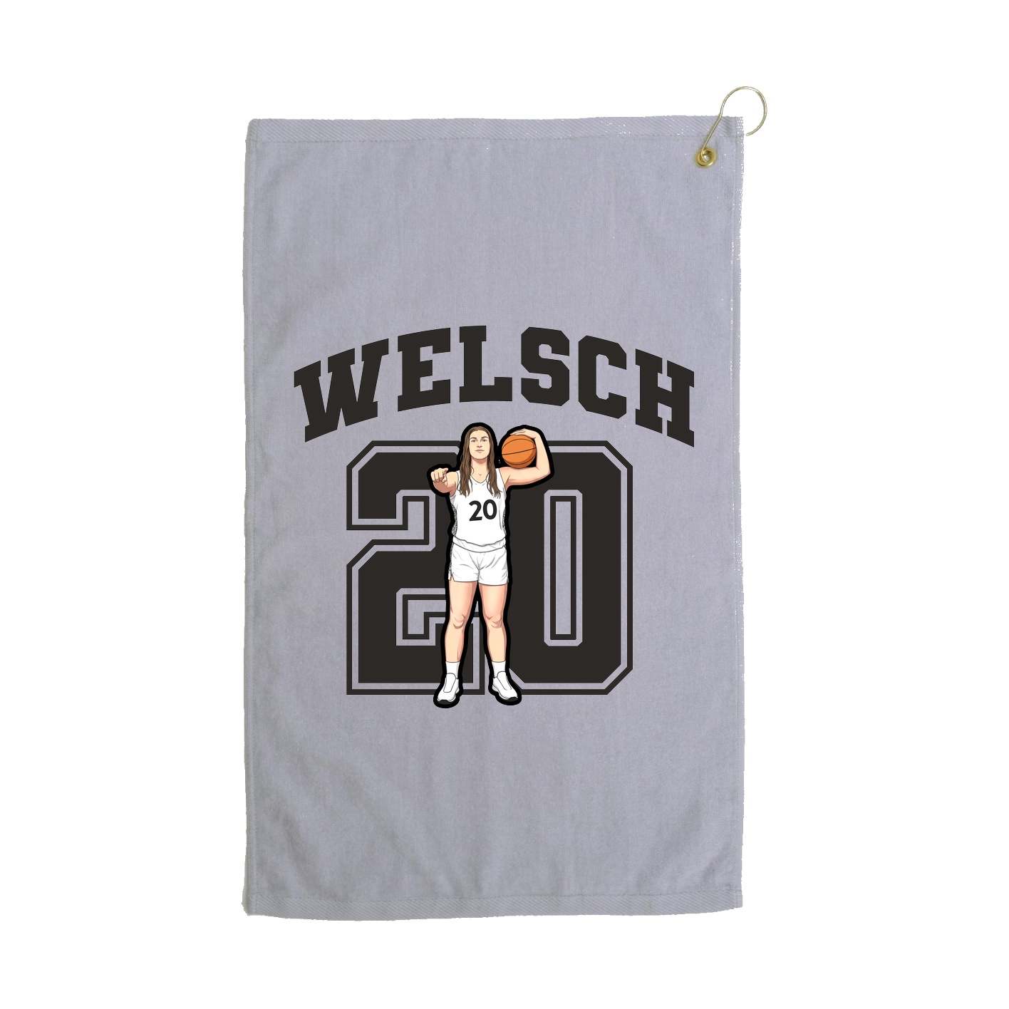 Golf Towel — Number in Grey