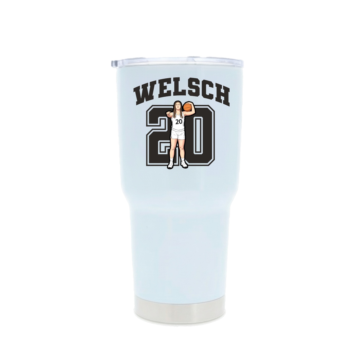 30oz Stainless Steel Tumbler — Number in White