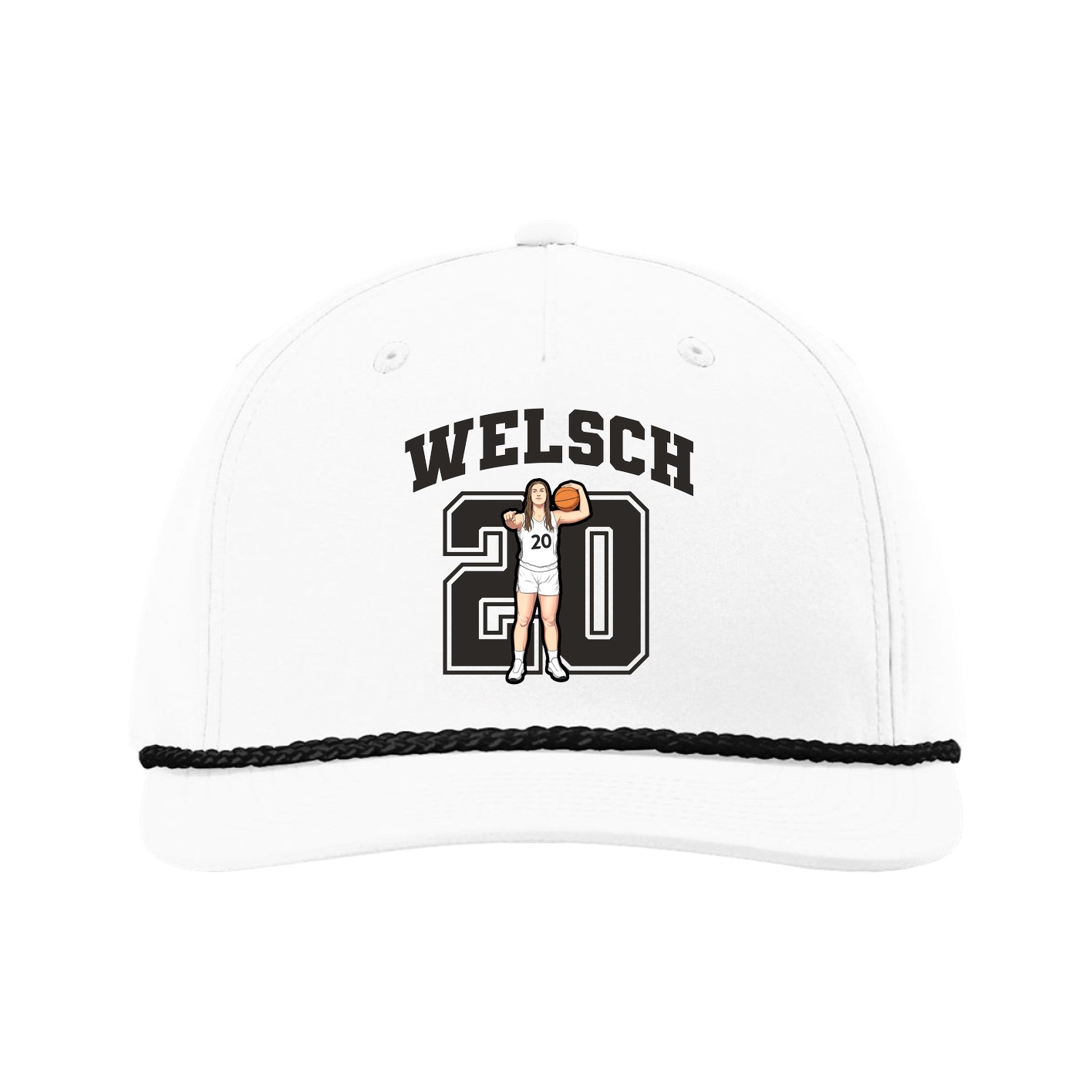 Five-Panel Classic Rope Cap — Number in White