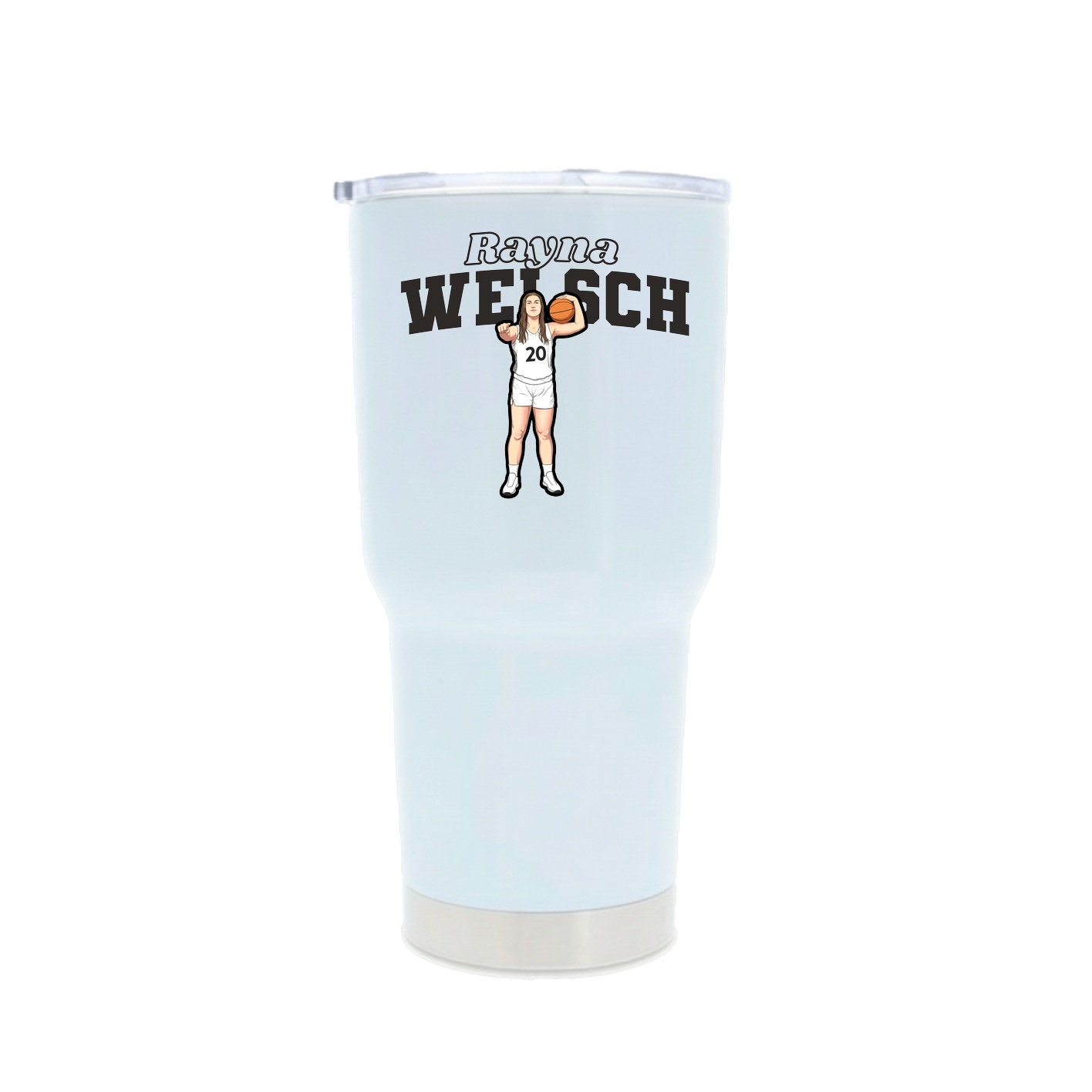 30oz Stainless Steel Tumbler — Name Arch in White