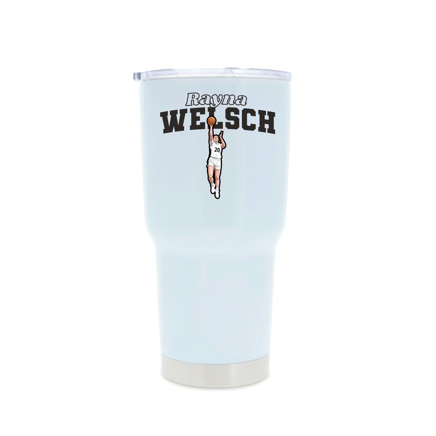 30oz Stainless Steel Tumbler — Name Arch in White