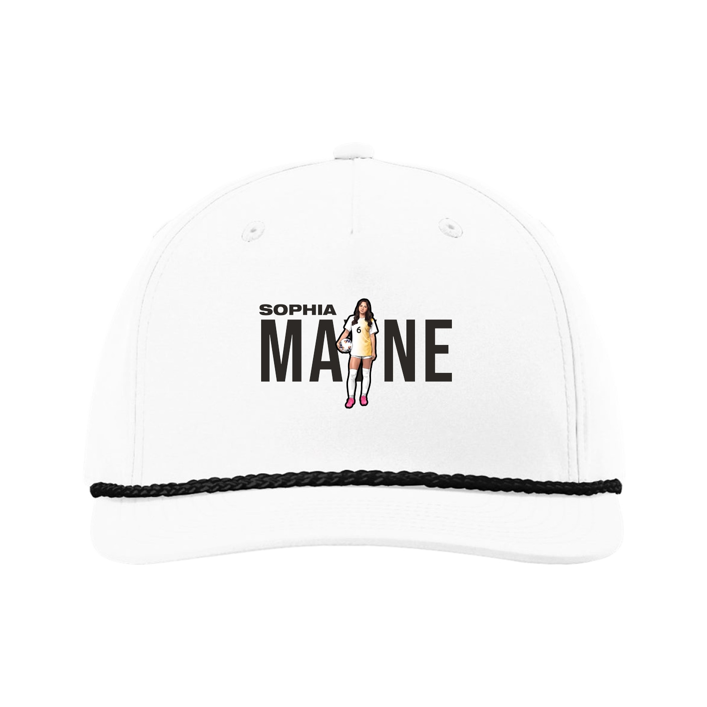 Five-Panel Classic Rope Cap — Player Name in White