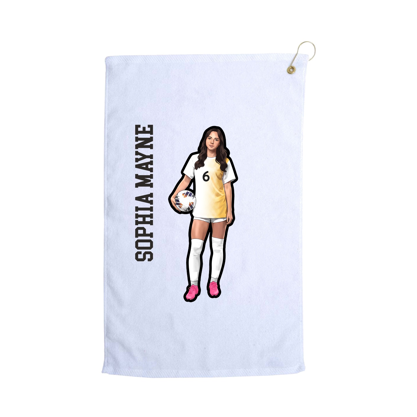 Golf Towel — Name Vertical in White