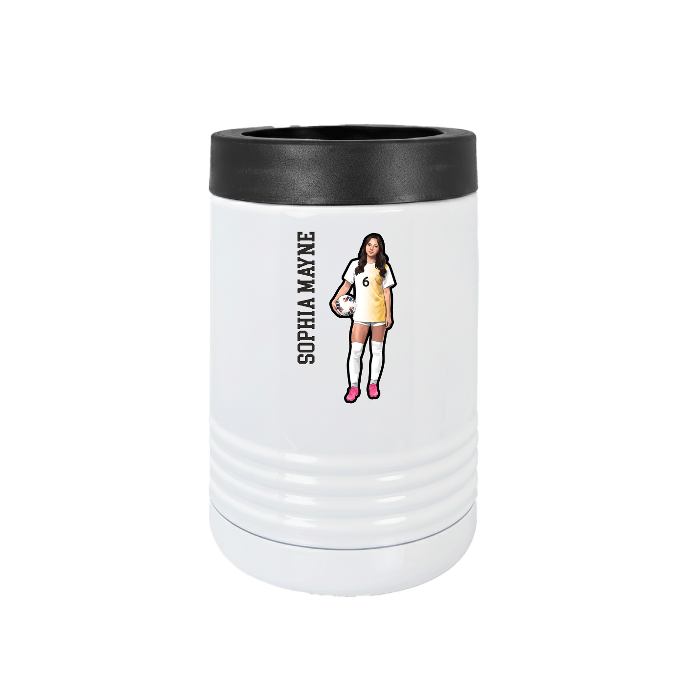 Beverage Holder — Name Vertical in White