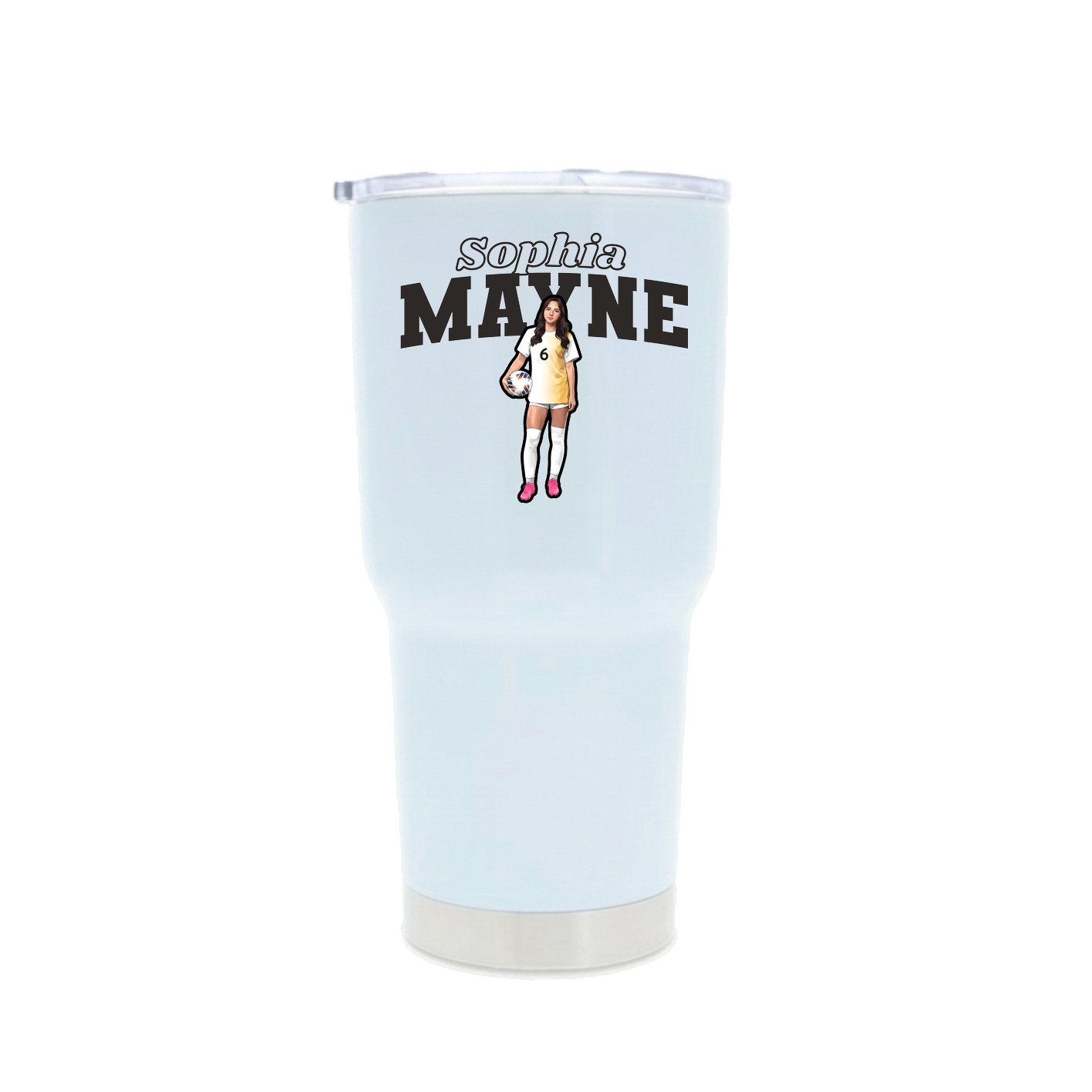 30oz Stainless Steel Tumbler — Name Arch in White