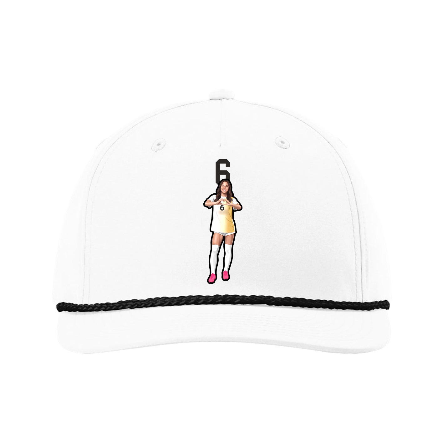 Five-Panel Classic Rope Cap — Number Top in White