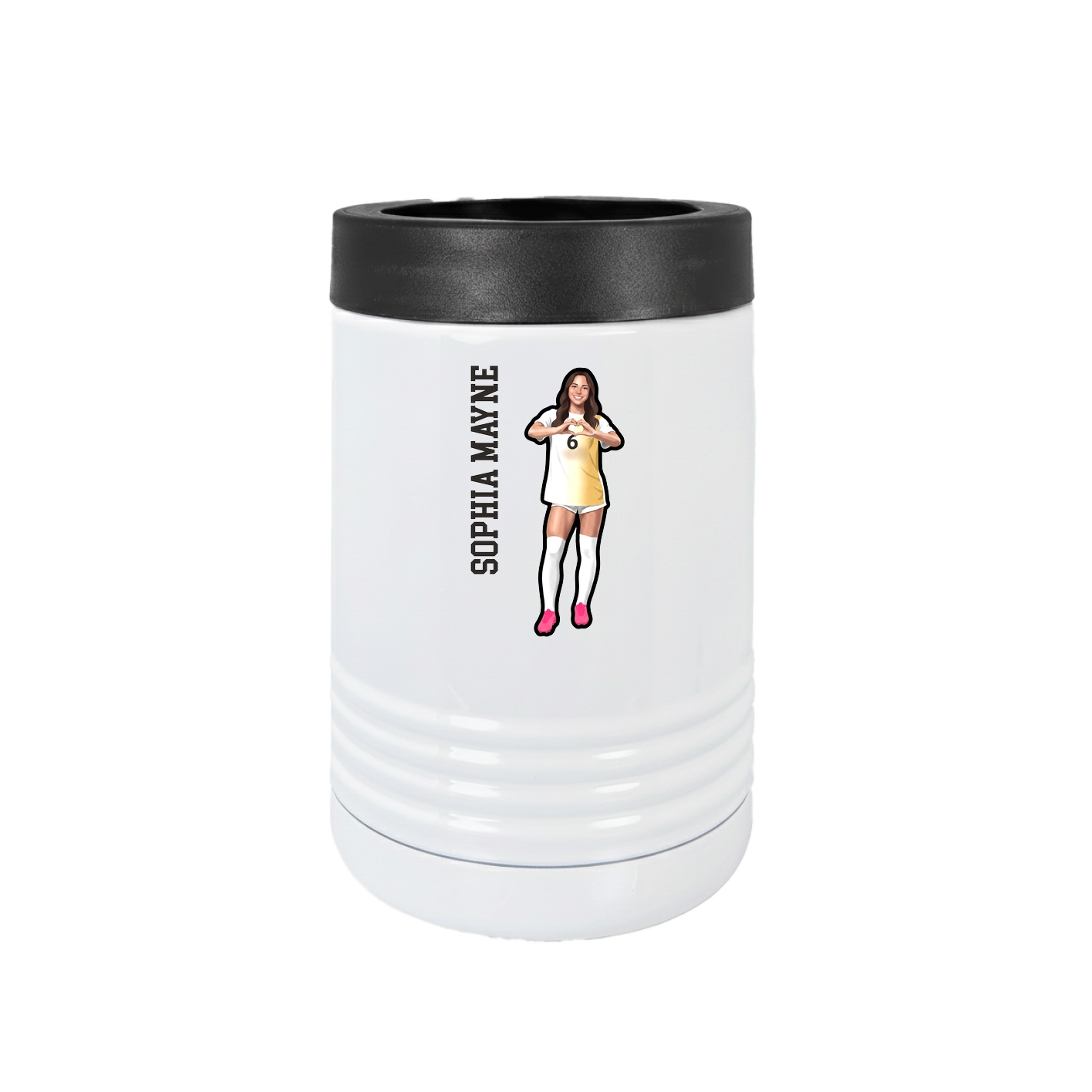 Beverage Holder — Name Vertical in White