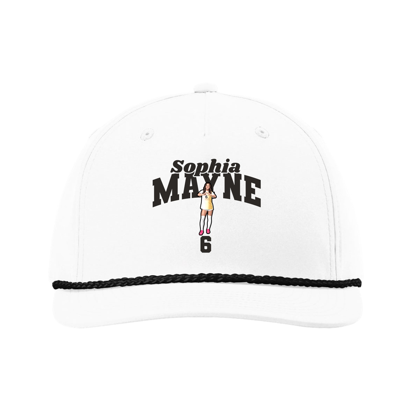 Five-Panel Classic Rope Cap — Signature Arch in White