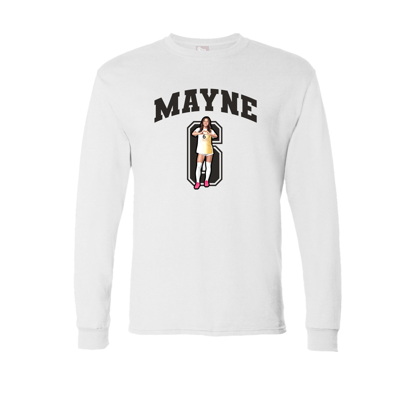 Long Sleeve Tee — Number in White