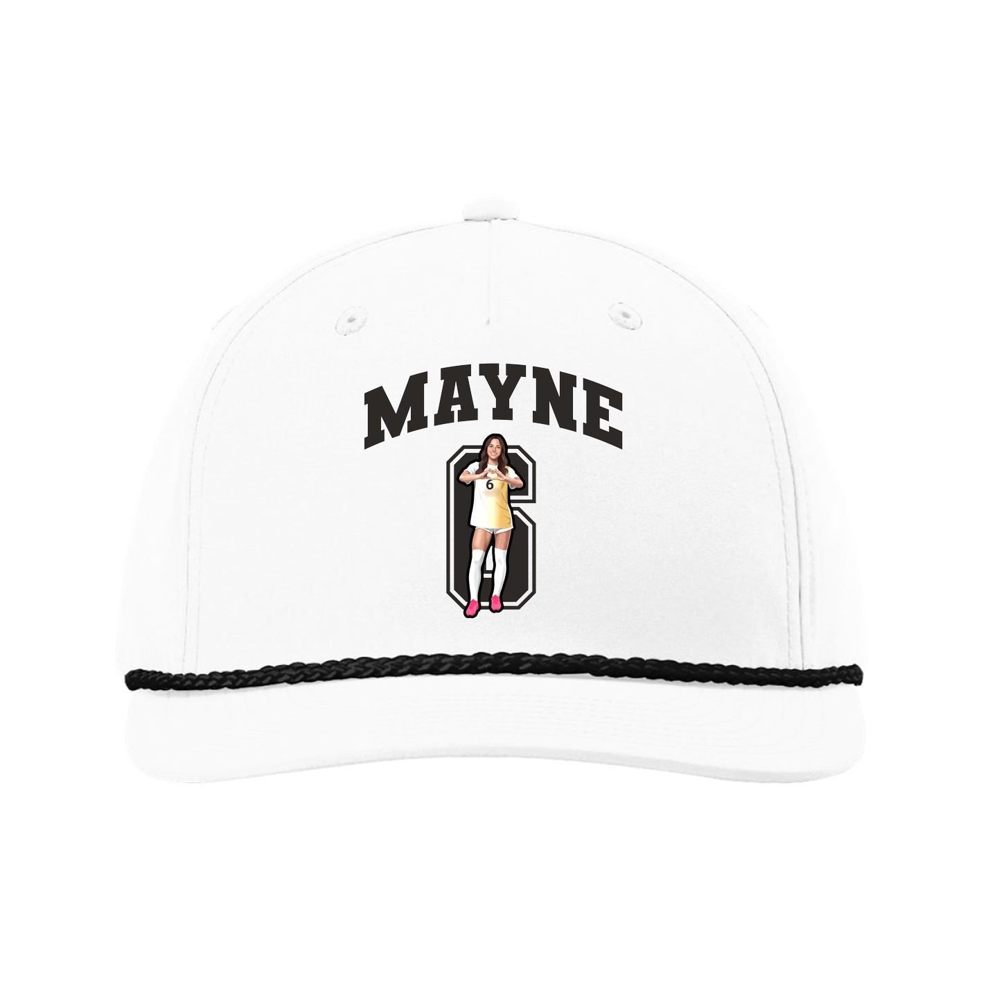 Five-Panel Classic Rope Cap — Number in White