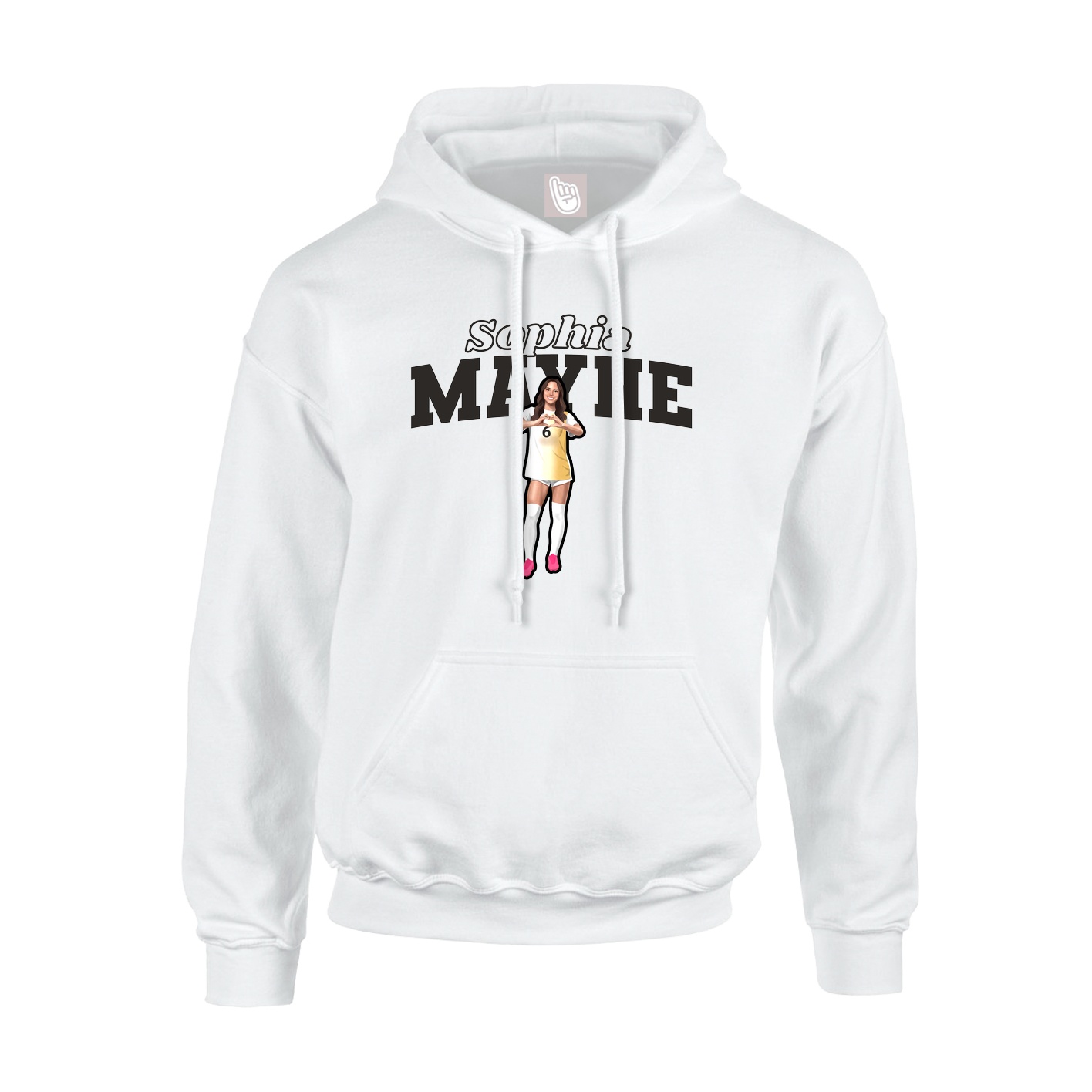 Youth Hoodie — Name Arch in White