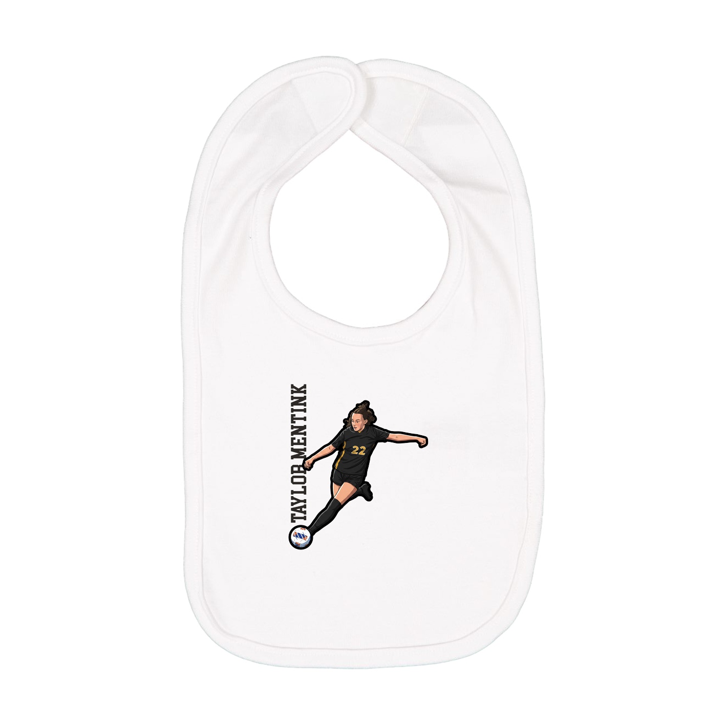 Infant Bib — Name Vertical in White