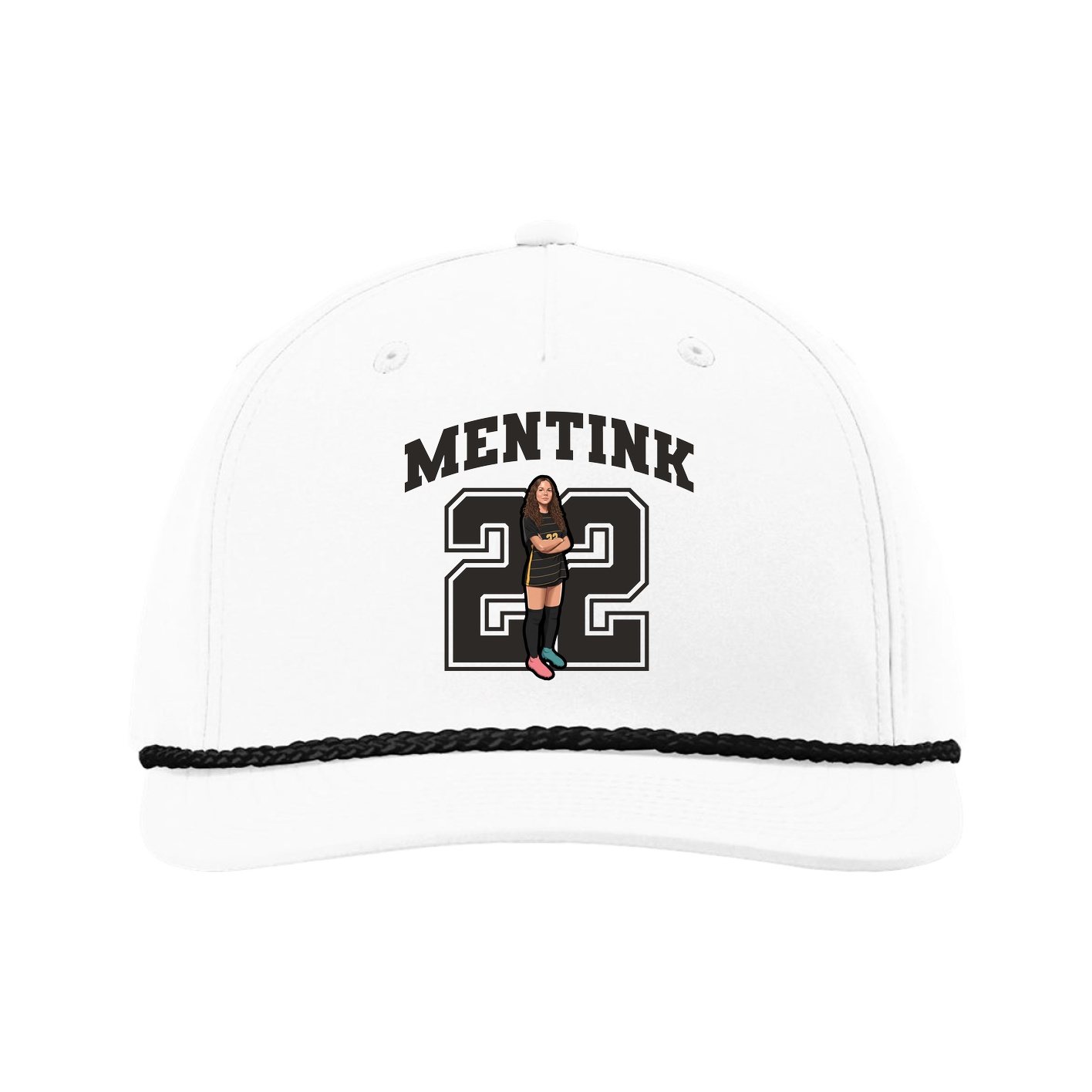 Five-Panel Classic Rope Cap — Number in White
