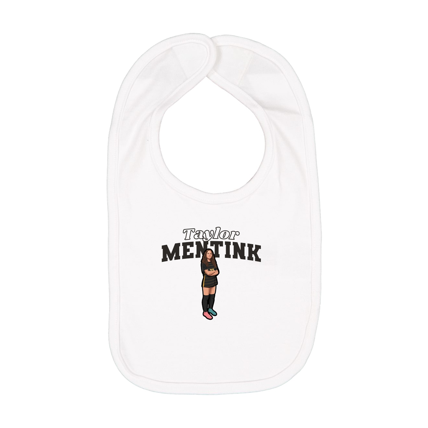 Infant Bib — Name Arch in White