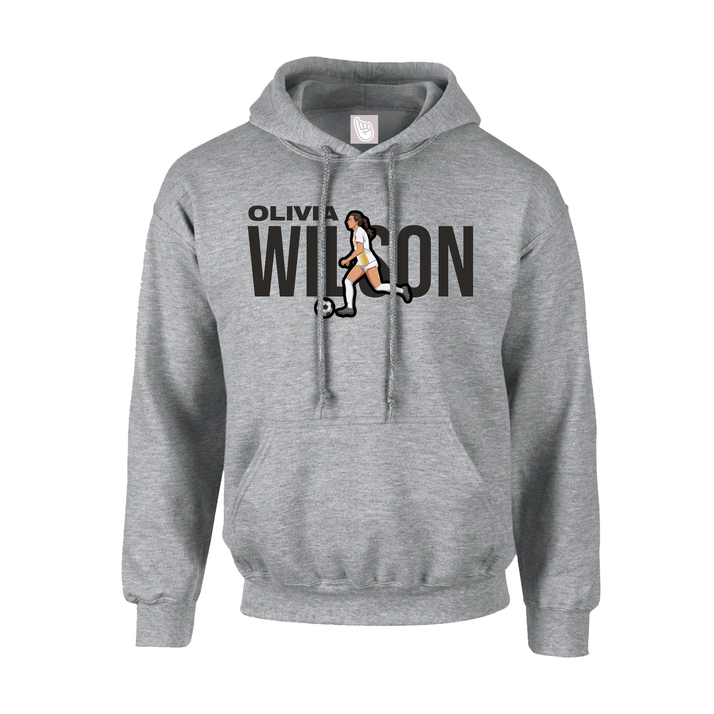 Youth Hoodie — Player Name in Grey