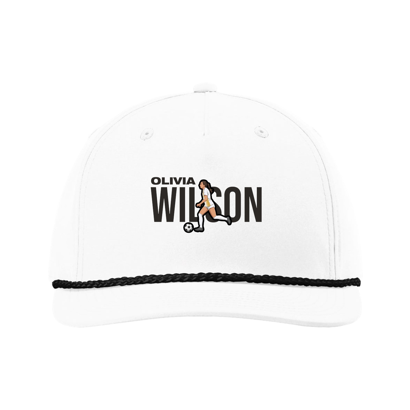Five-Panel Classic Rope Cap — Player Name in White