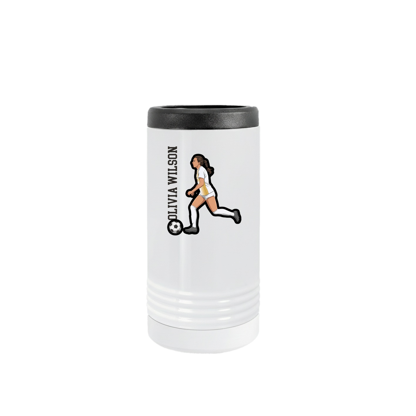 Slim Beverage Holder — Name Vertical in White