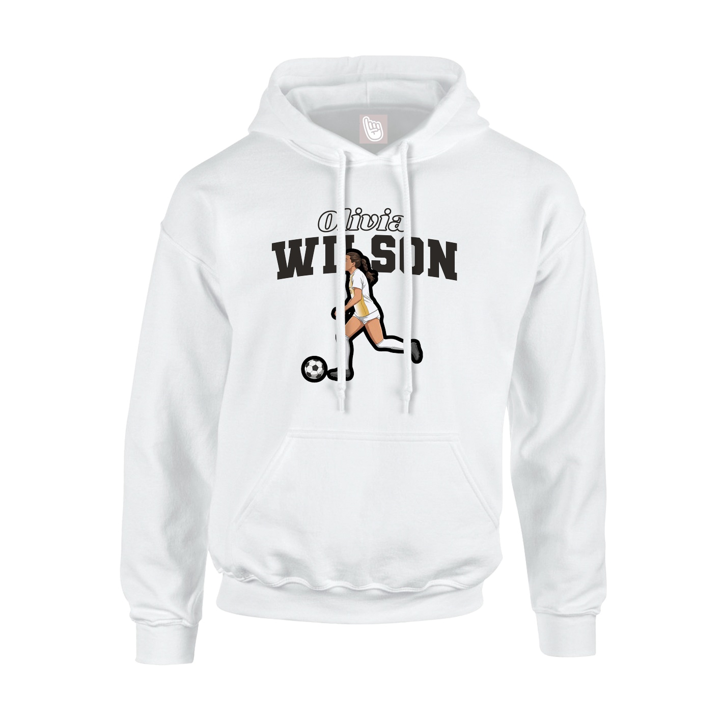 Youth Hoodie — Name Arch in White