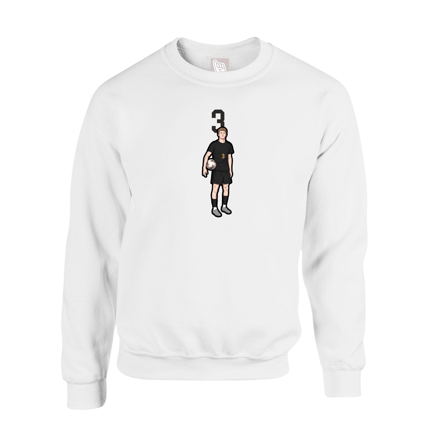 Fleece Crew — Number Top in White