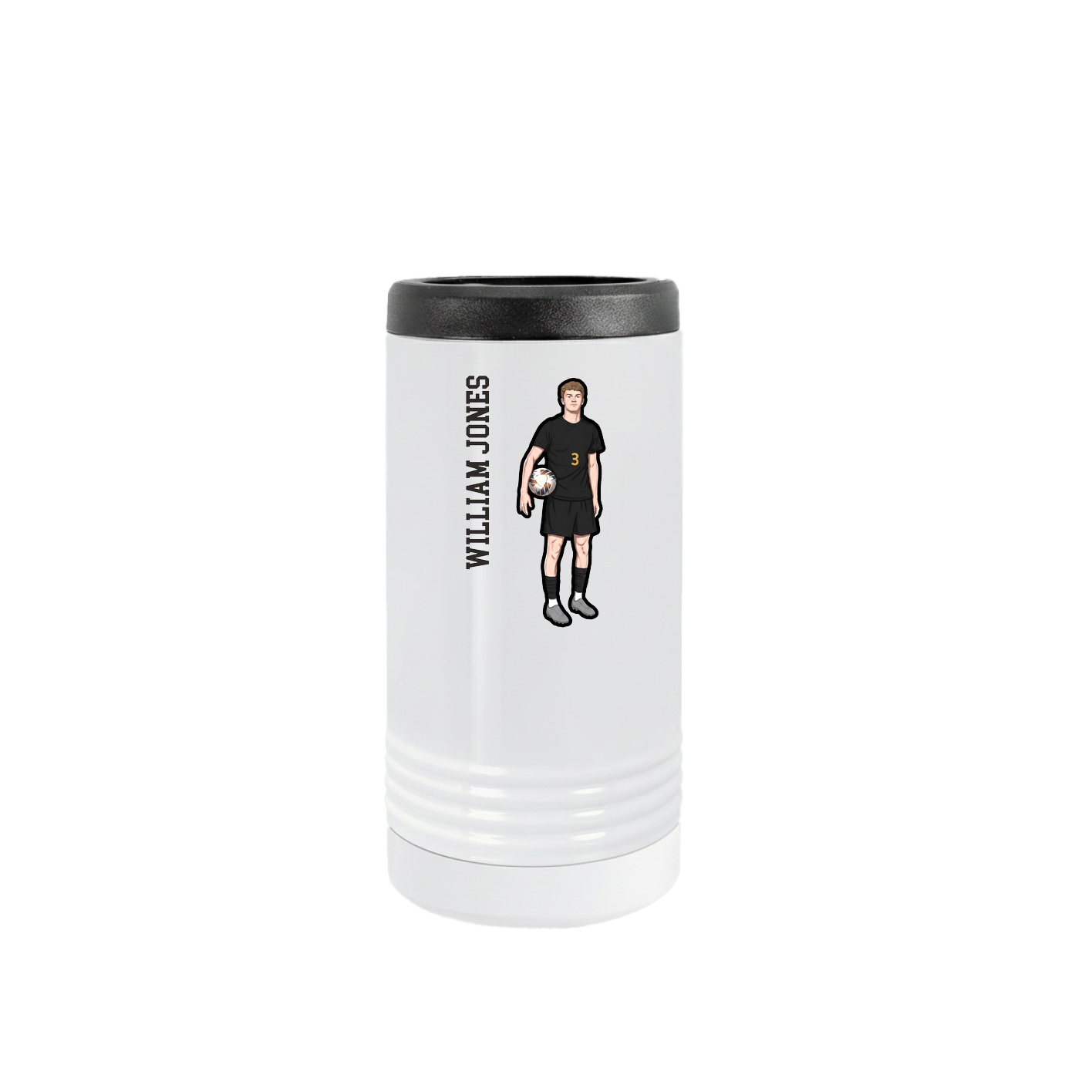 Slim Beverage Holder — Name Vertical in White