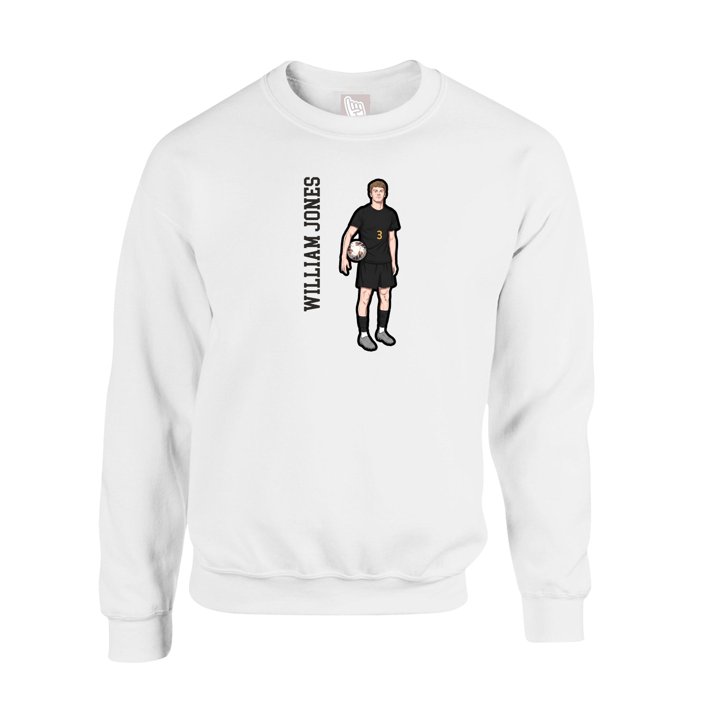 Fleece Crew — Name Vertical in White