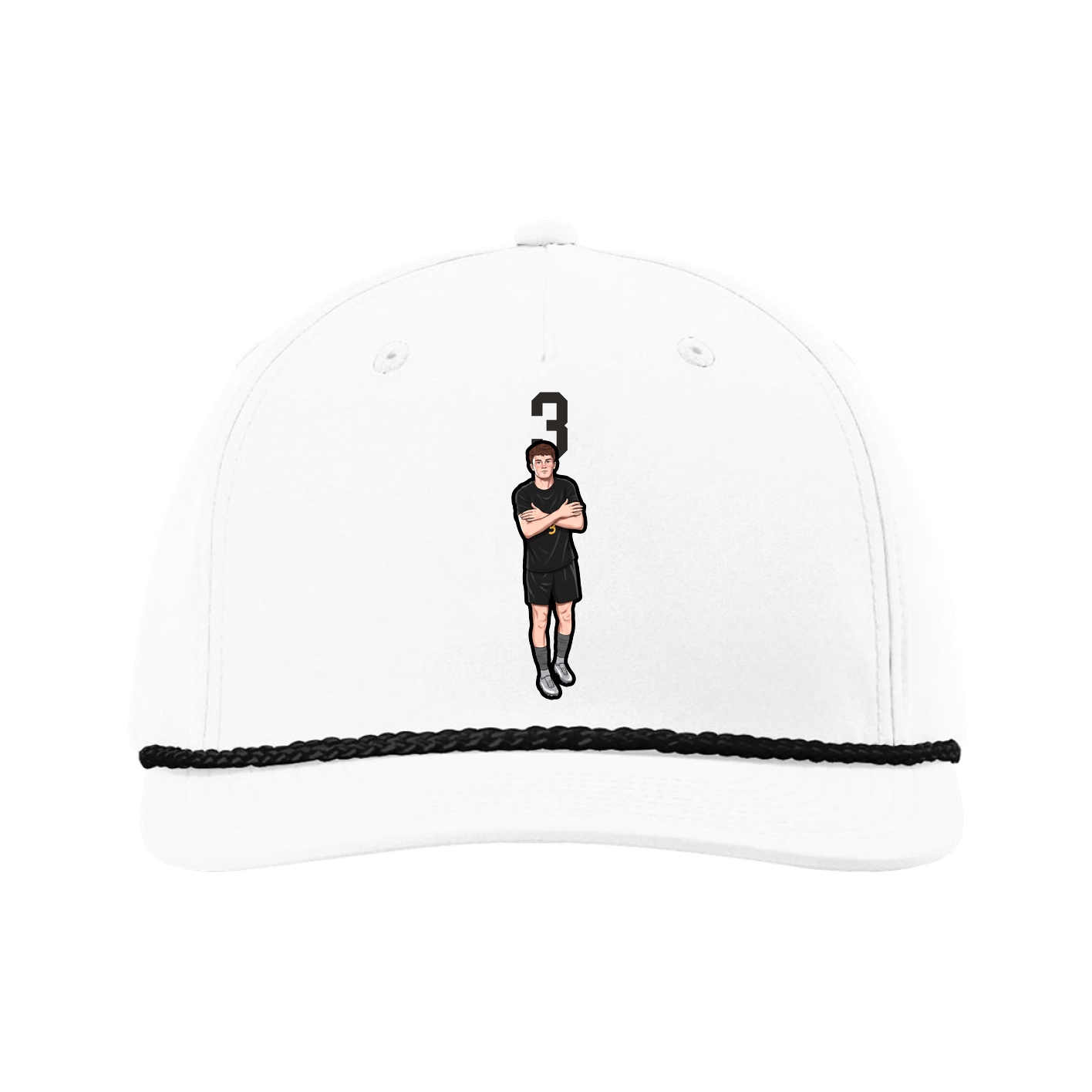 Five-Panel Classic Rope Cap — Number Top in White