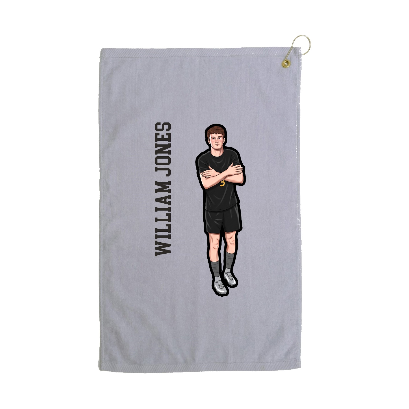 Golf Towel — Name Vertical in Grey