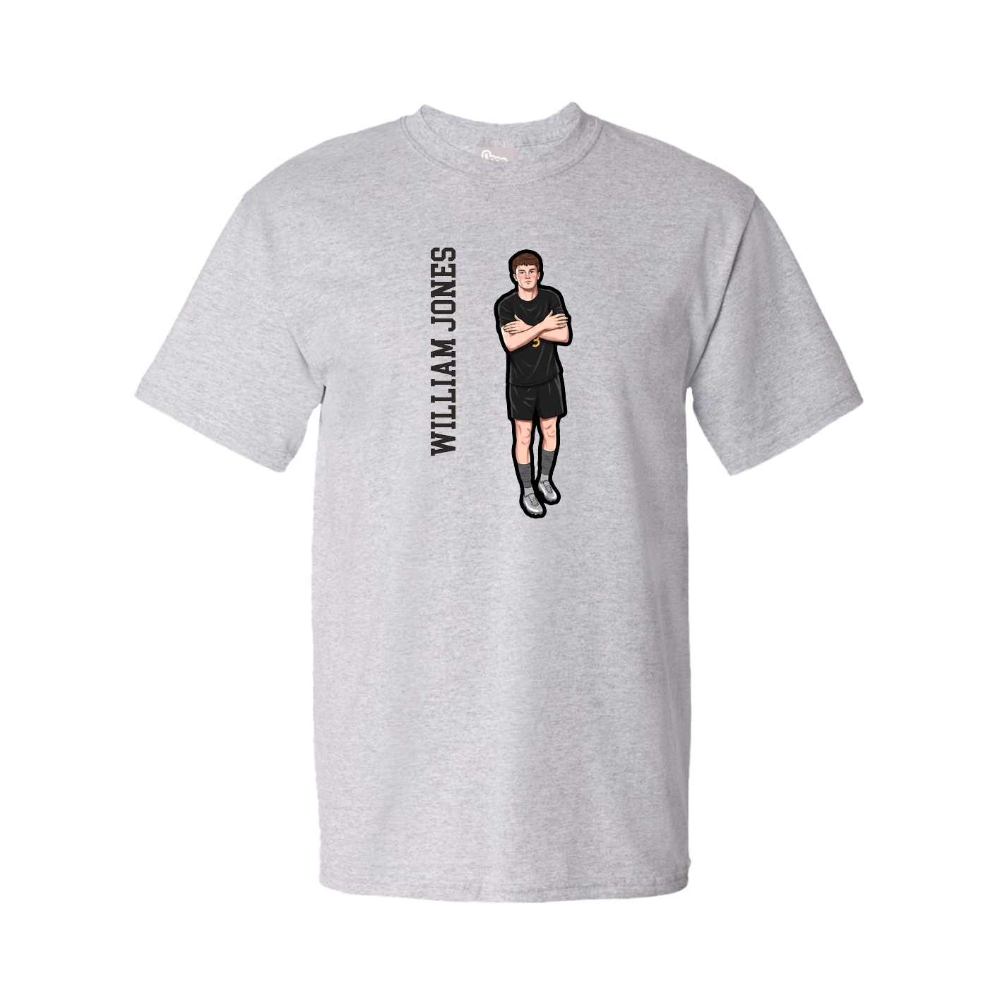 Tee — Name Vertical in Grey