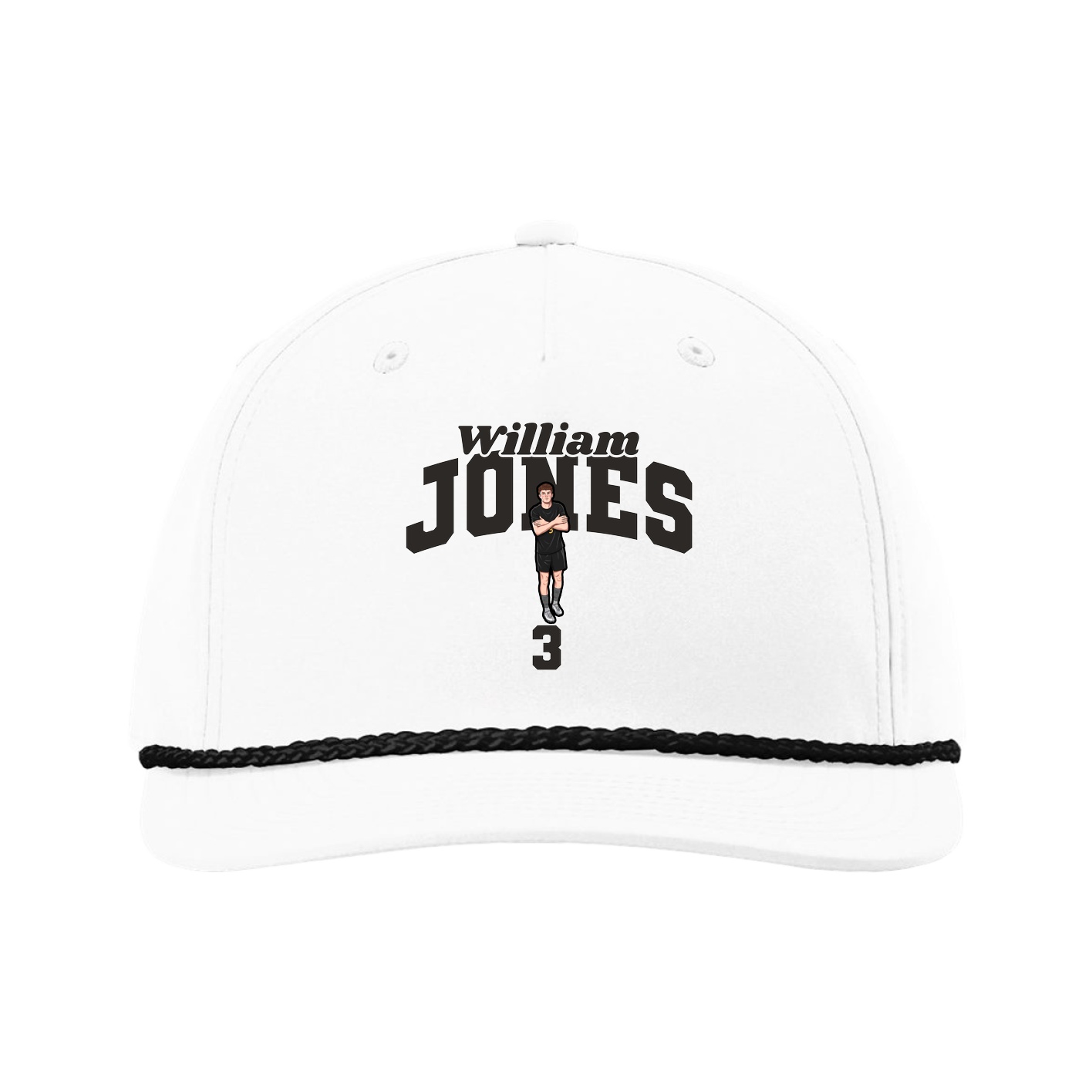 Five-Panel Classic Rope Cap — Signature Arch in White