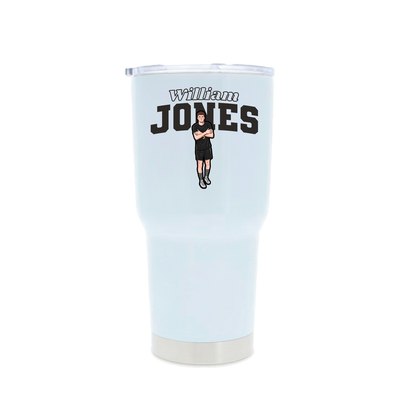 30oz Stainless Steel Tumbler — Name Arch in White