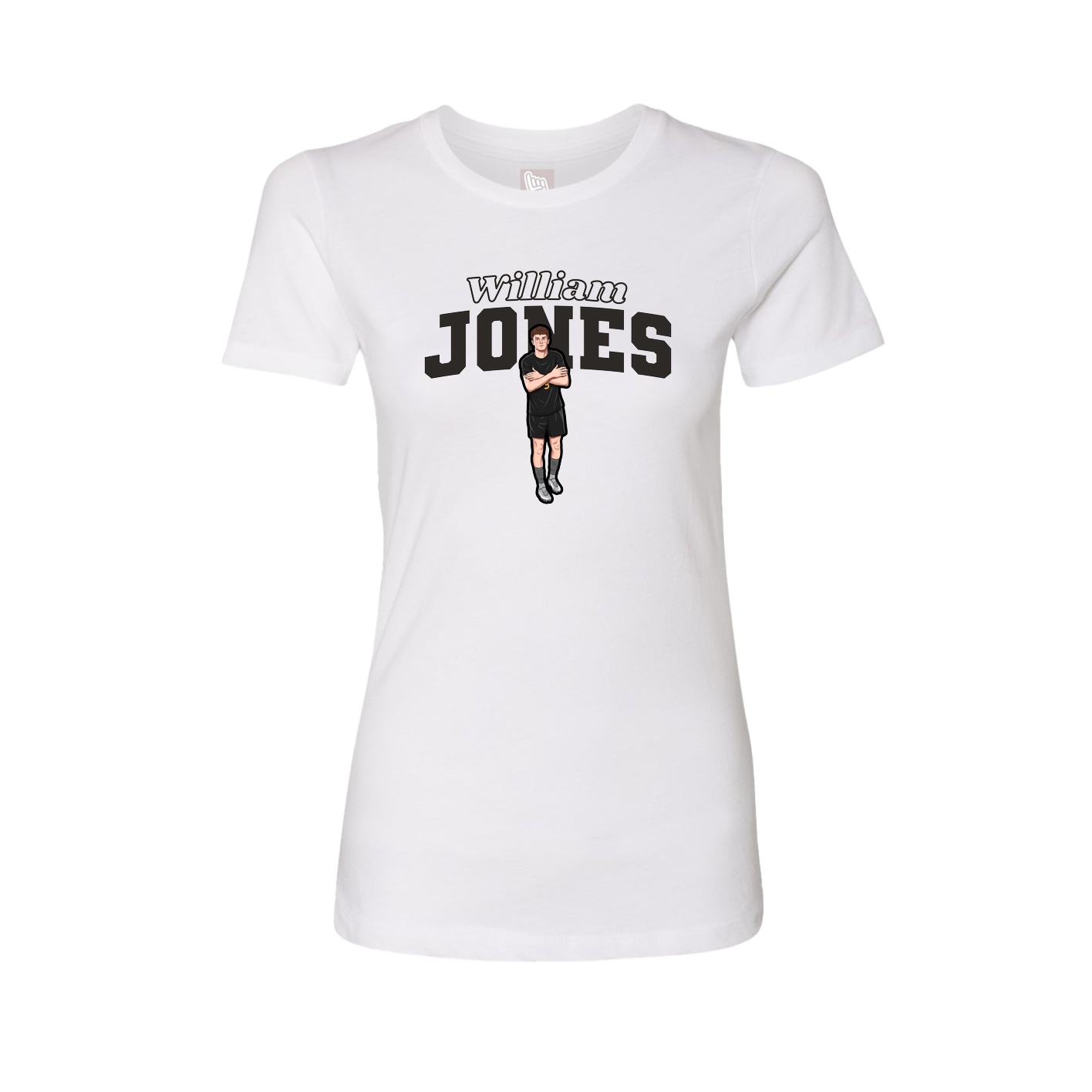 Fitted Women's Tee — Name Arch in White