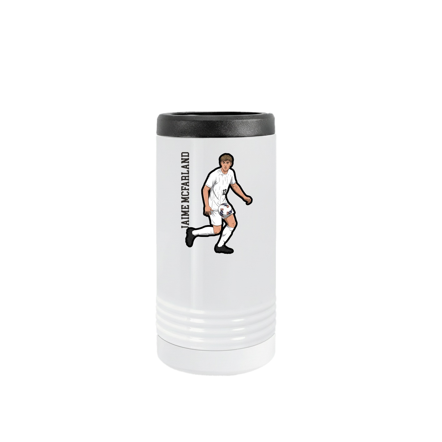 Slim Beverage Holder — Name Vertical in White