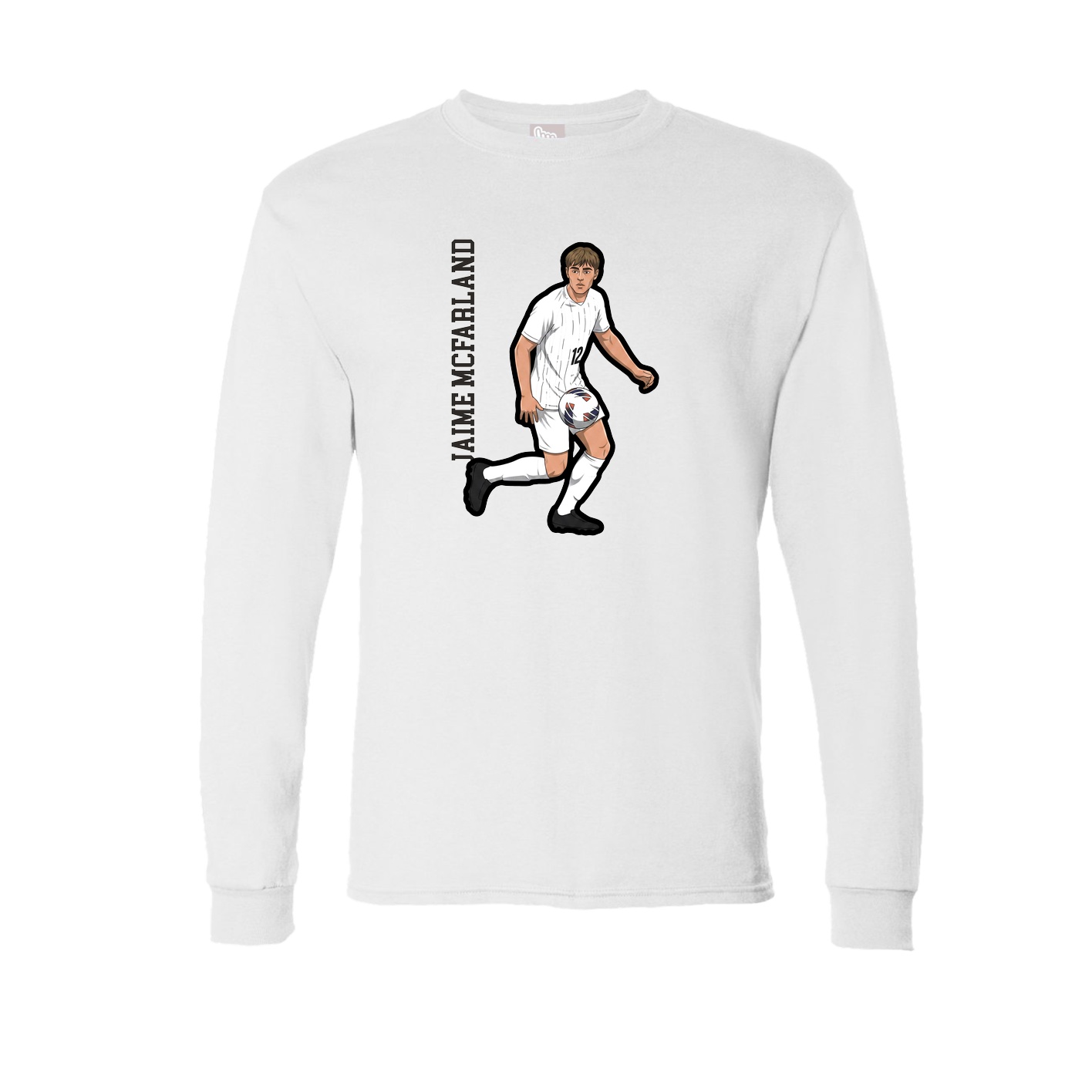 Long Sleeve Tee — Name Vertical in White