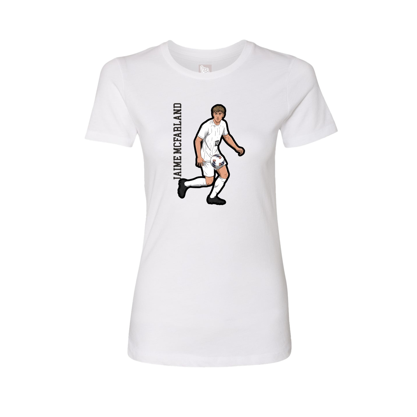 Fitted Women's Tee — Name Vertical in White