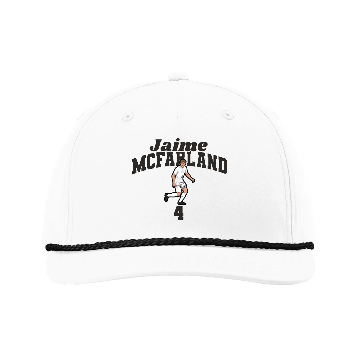 Five-Panel Classic Rope Cap — Signature Arch in White