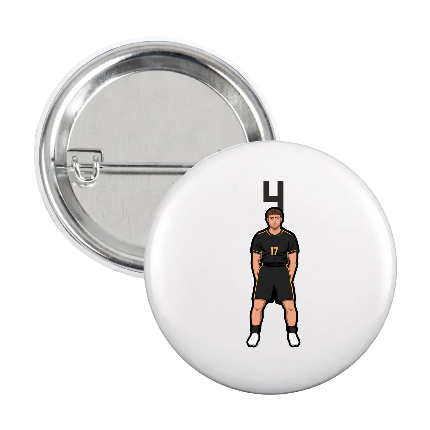 Game Day Button — Number Top in White