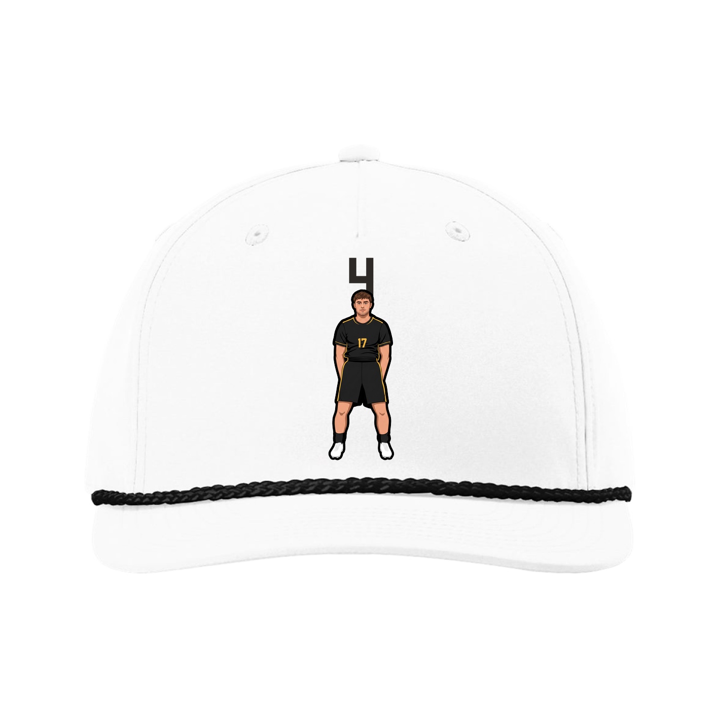 Five-Panel Classic Rope Cap — Number Top in White