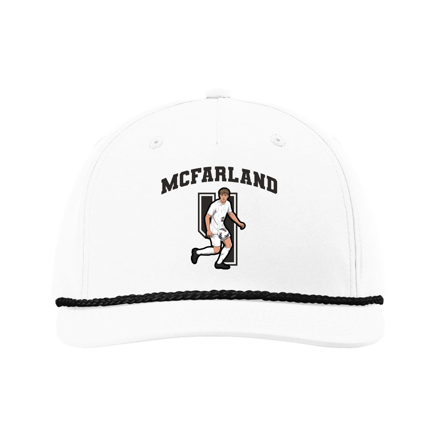 Five-Panel Classic Rope Cap — Number in White