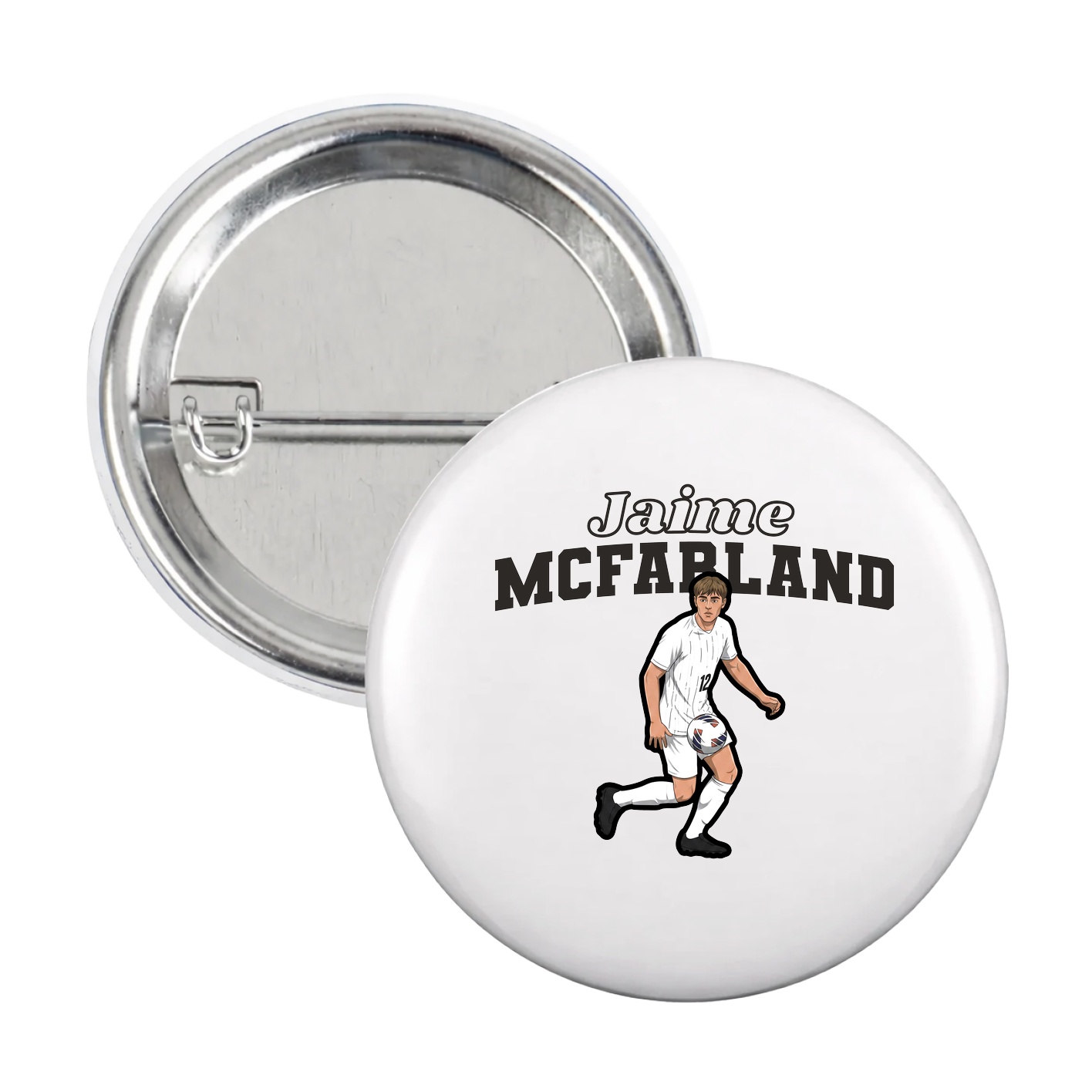 Game Day Button — Name Arch in White