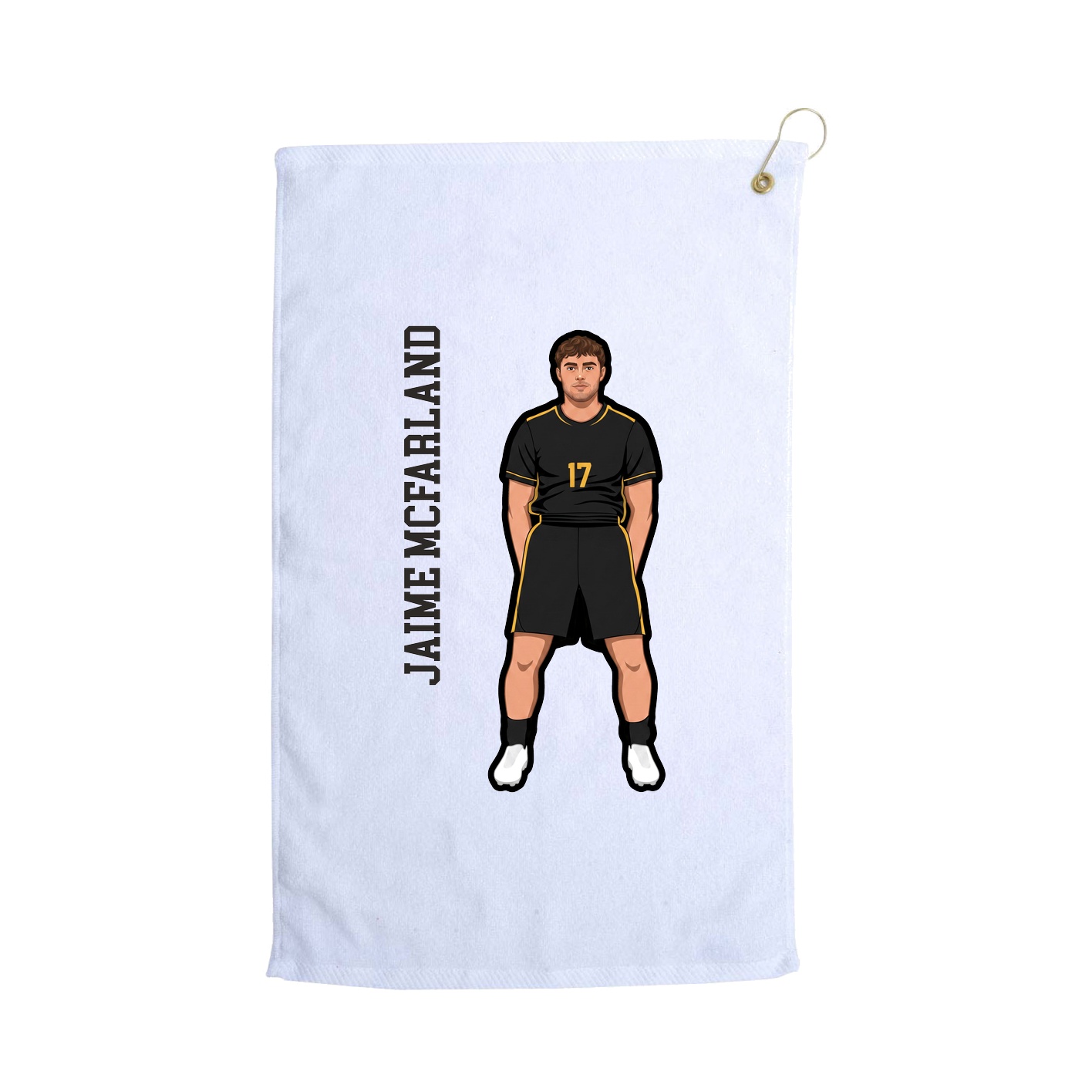 Golf Towel — Name Vertical in White