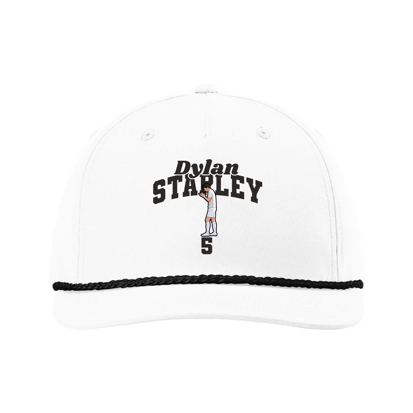 Five-Panel Classic Rope Cap — Signature Arch in White