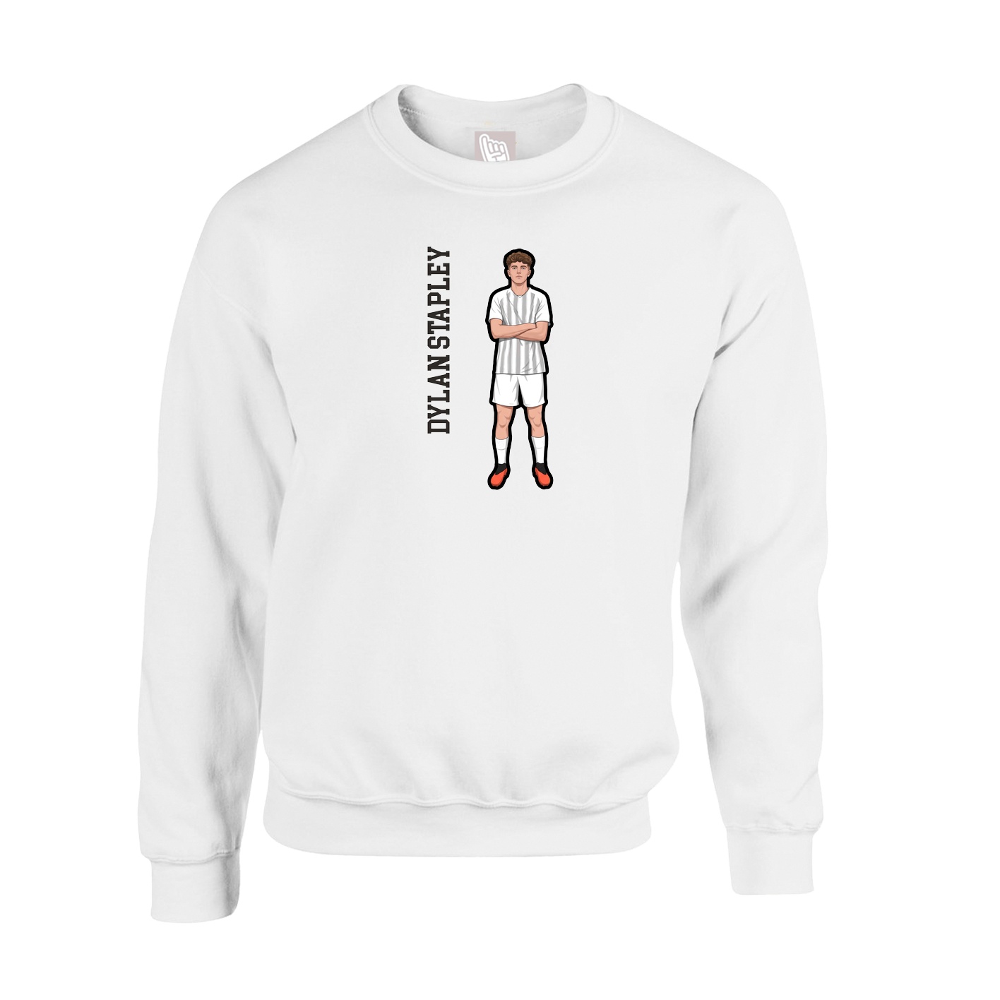 Fleece Crew — Name Vertical in White