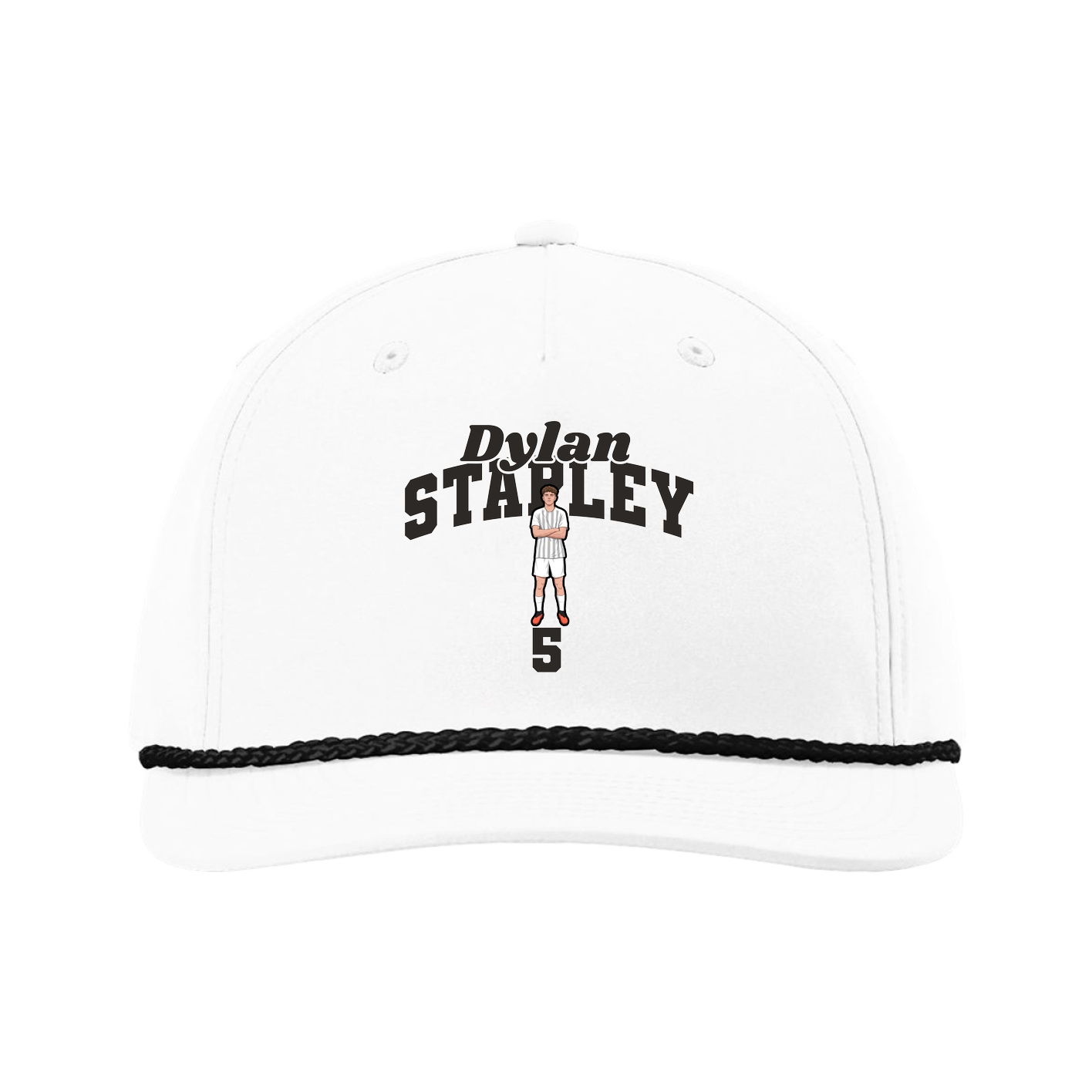 Five-Panel Classic Rope Cap — Signature Arch in White