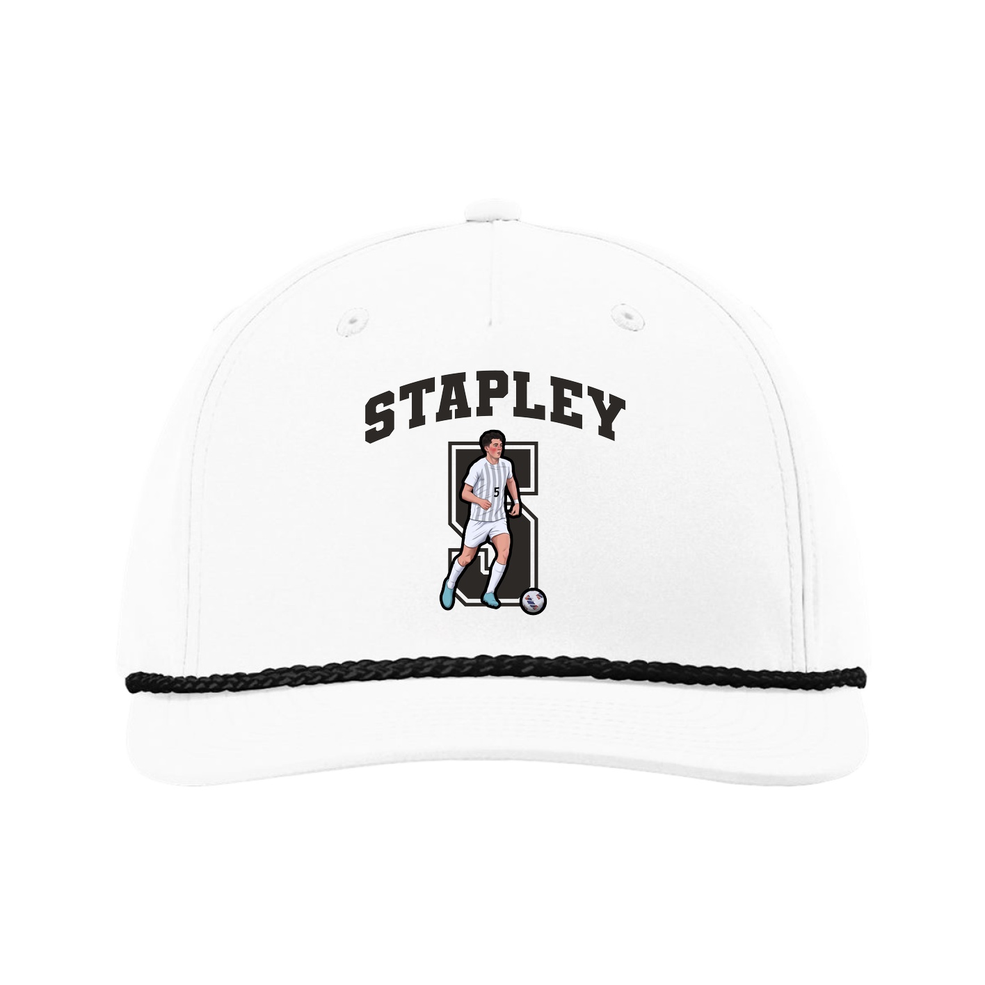 Five-Panel Classic Rope Cap — Number in White
