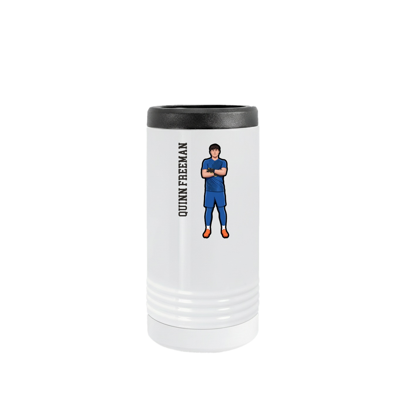 Slim Beverage Holder — Name Vertical in White