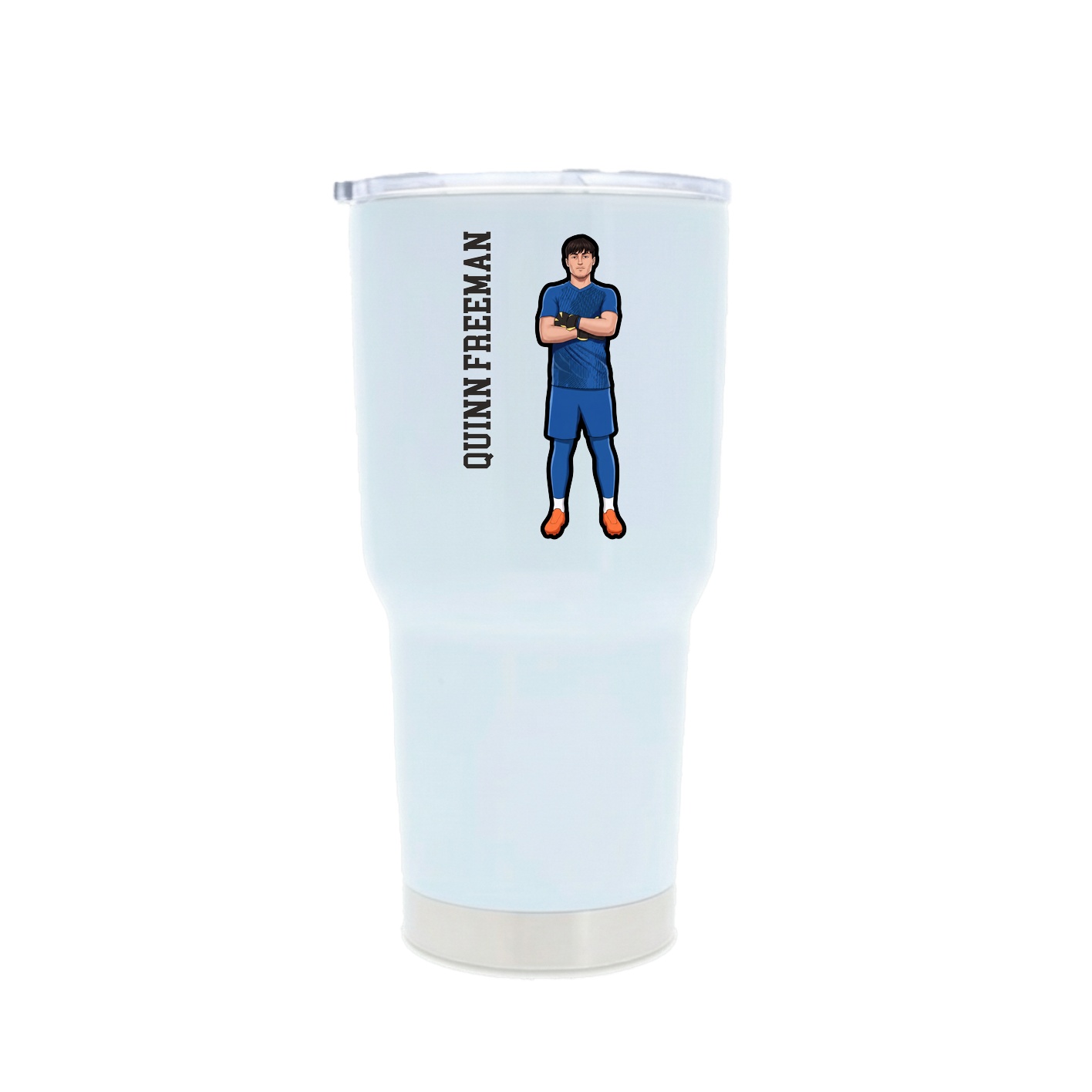 30oz Stainless Steel Tumbler — Name Vertical in White