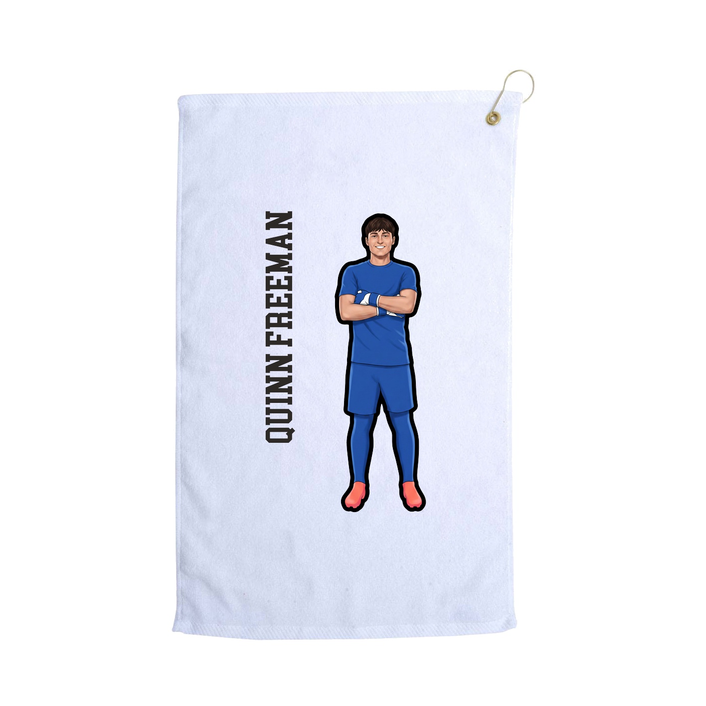 Golf Towel — Name Vertical in White