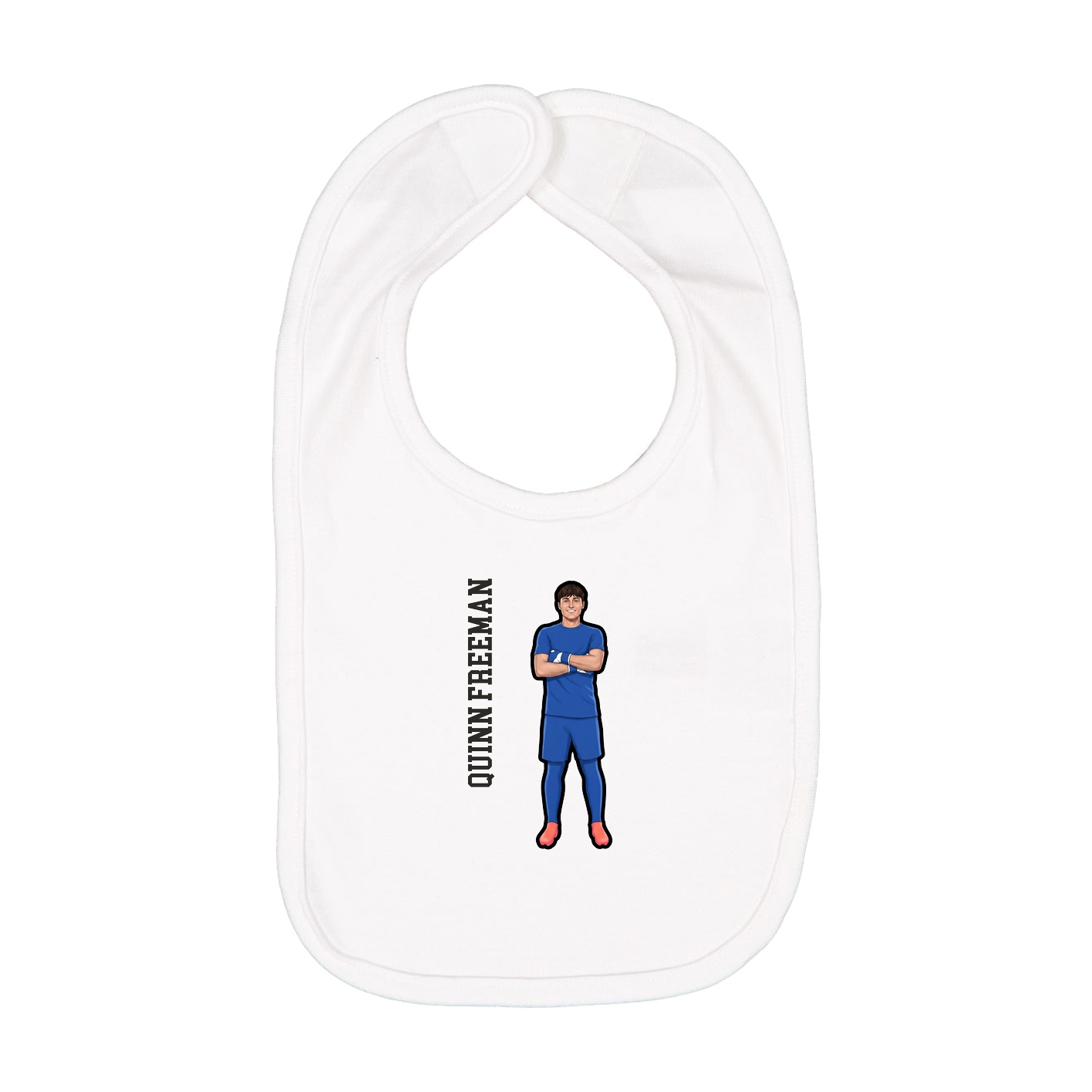 Infant Bib — Name Vertical in White