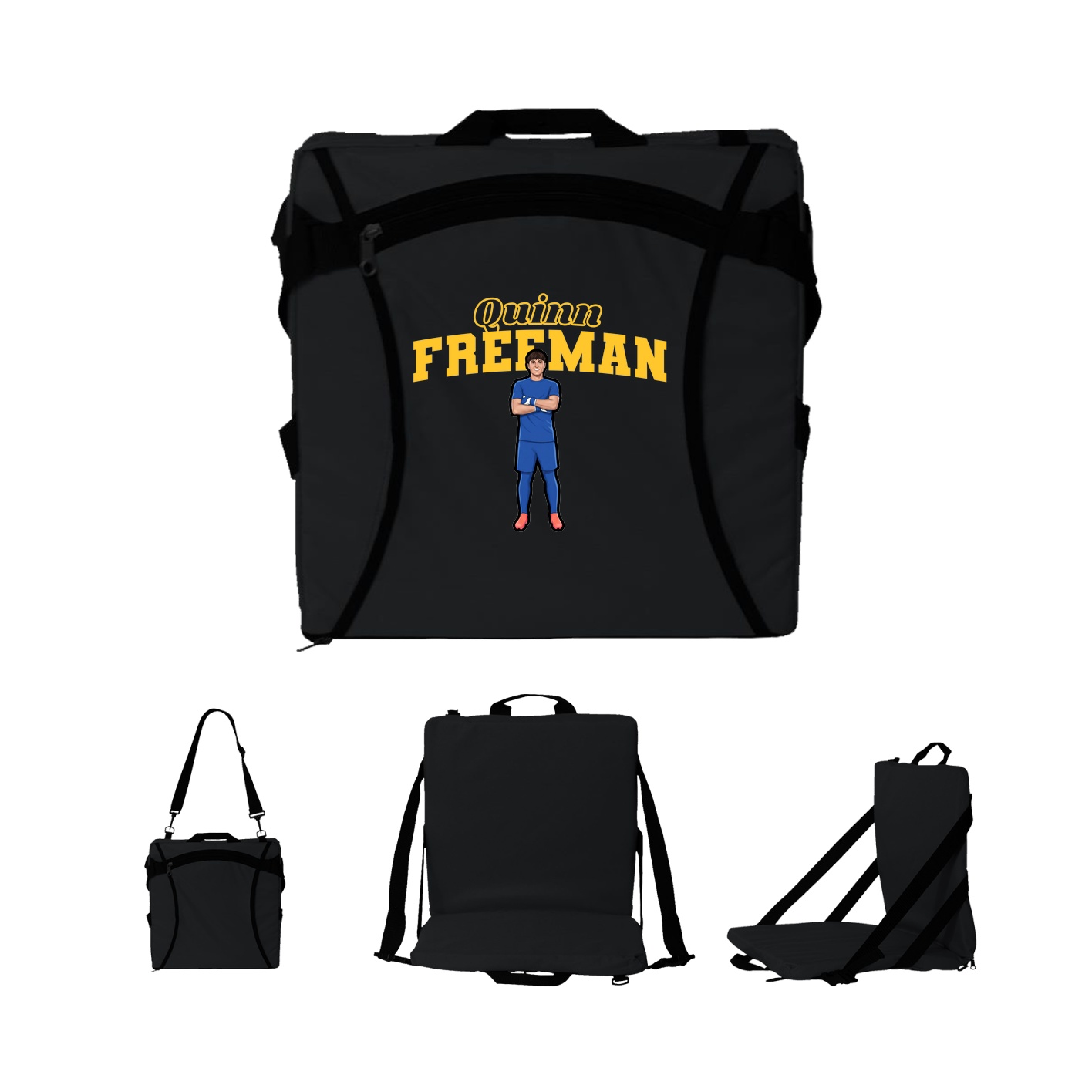 Folding Stadium Seat — Name Arch in Black