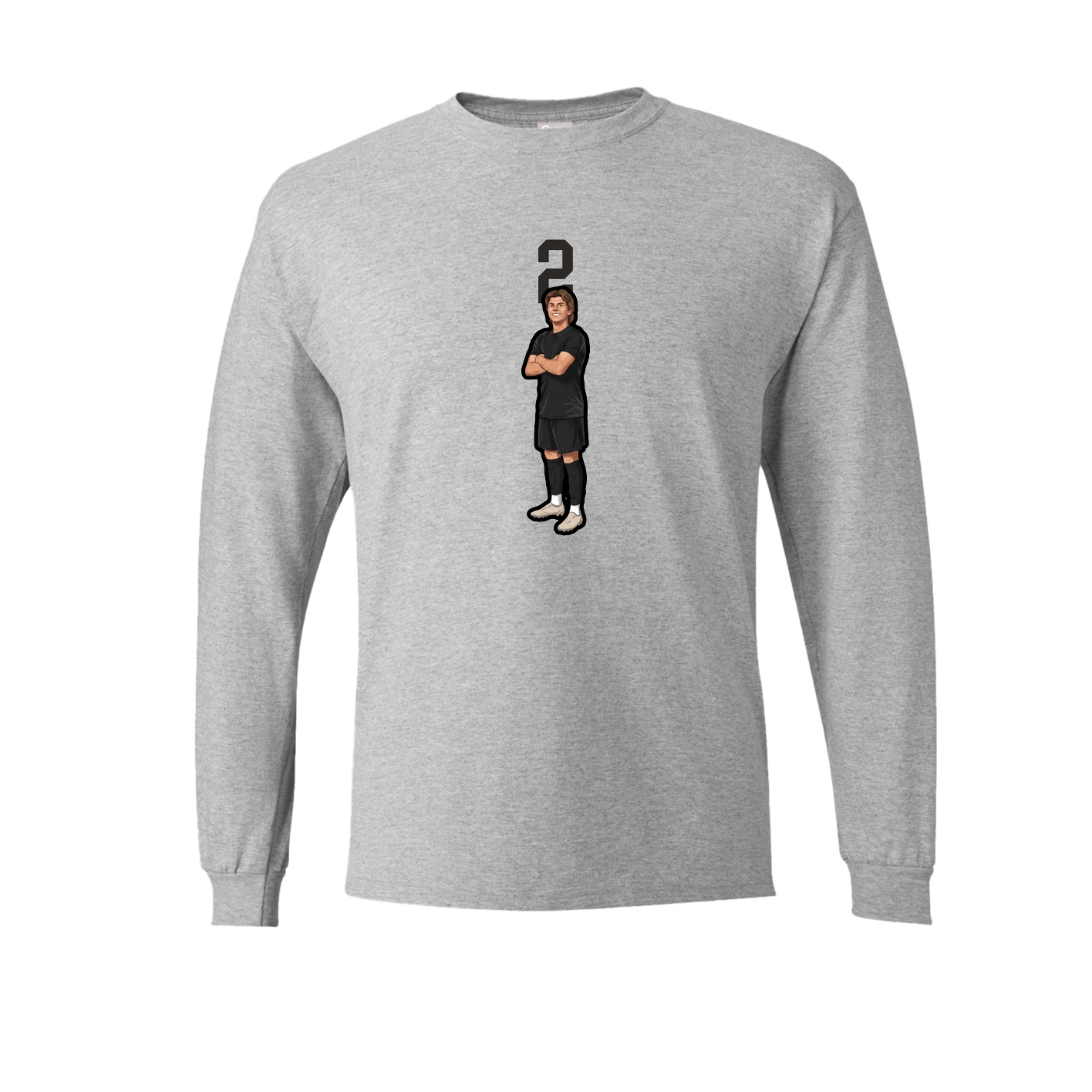 Long Sleeve Tee — Number Top in Grey